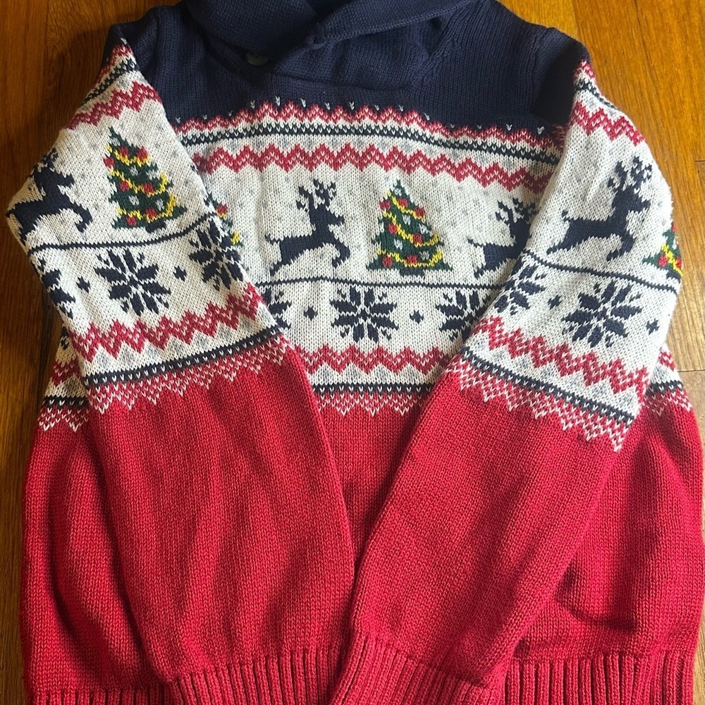 The Children's Place Festive Red and Navy Sweater